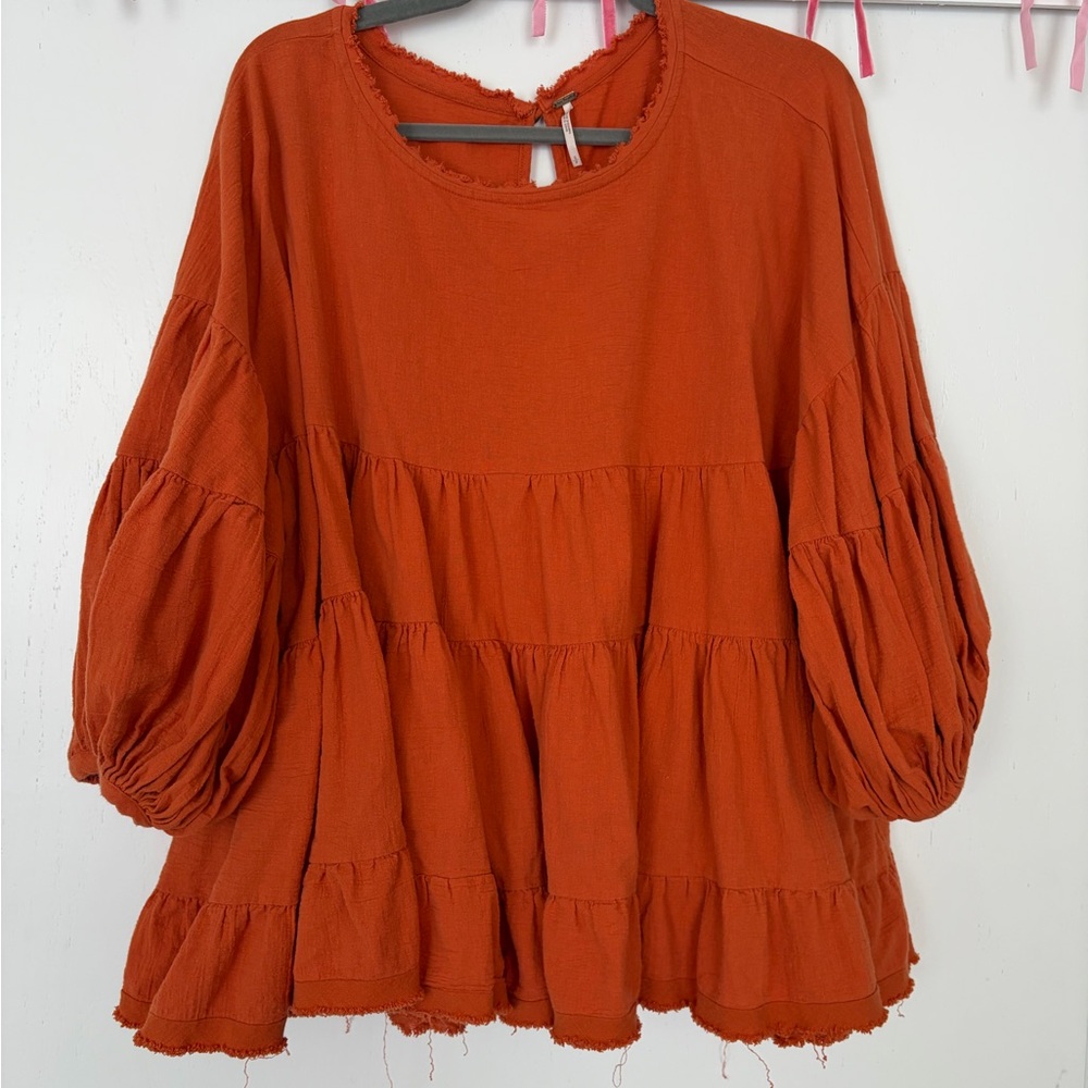 Women's Rust Tiered Peasant Top